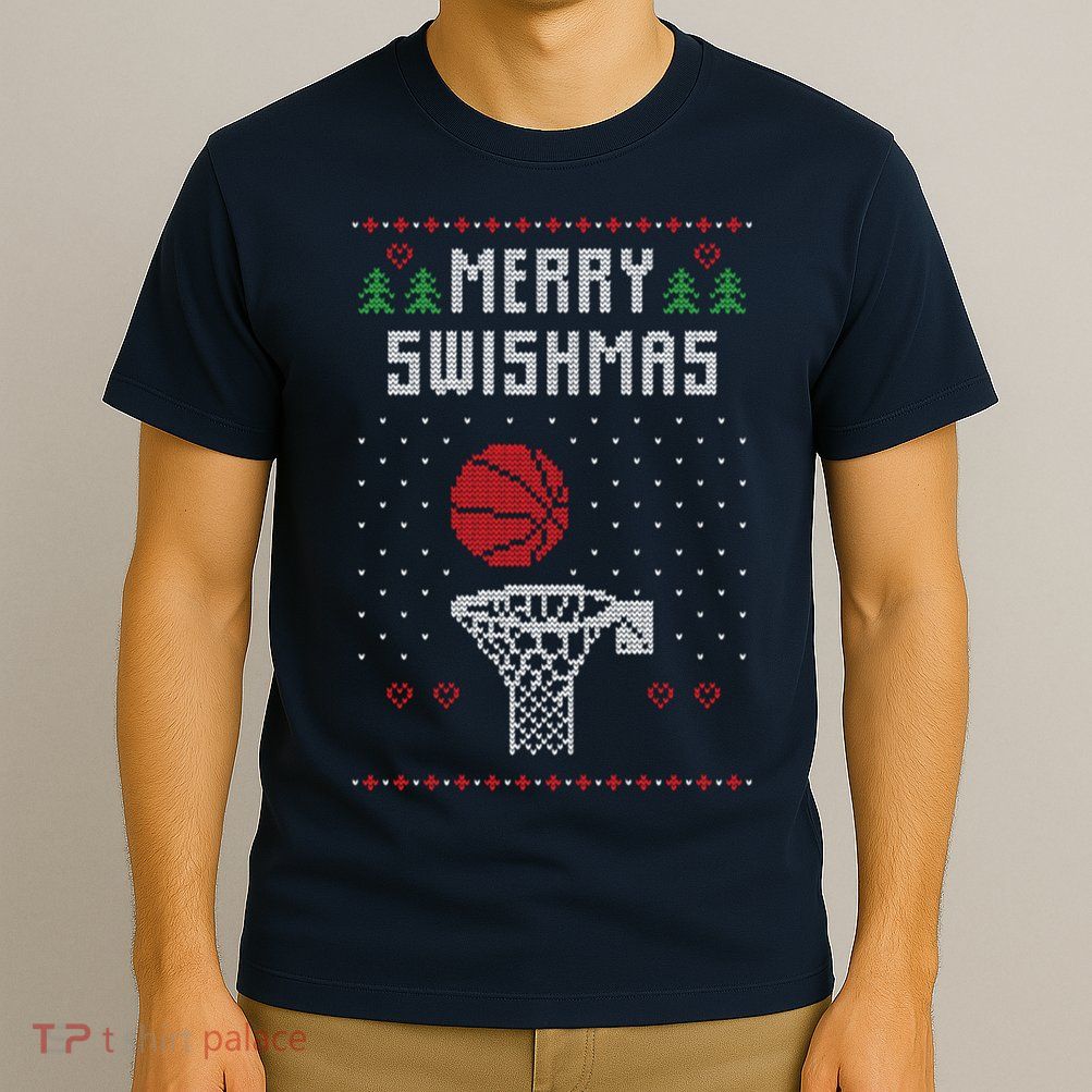 merry swishmas Basketball Ugly Christmas Sweaters T-Shirt