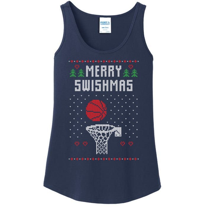 merry swishmas Basketball Ugly Christmas Sweaters Ladies Essential Tank