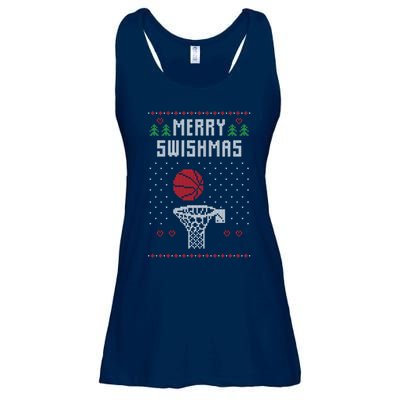 merry swishmas Basketball Ugly Christmas Sweaters Ladies Essential Flowy Tank