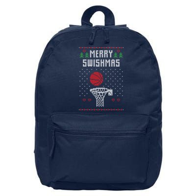 merry swishmas Basketball Ugly Christmas Sweaters 16 in Basic Backpack