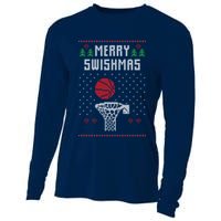 merry swishmas Basketball Ugly Christmas Sweaters Cooling Performance Long Sleeve Crew
