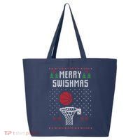 merry swishmas Basketball Ugly Christmas Sweaters 25L Jumbo Tote