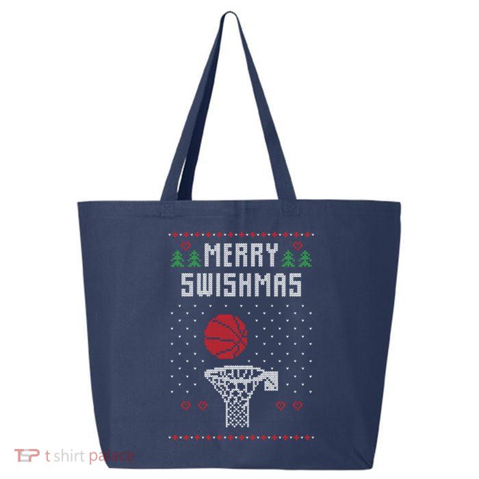 merry swishmas Basketball Ugly Christmas Sweaters 25L Jumbo Tote
