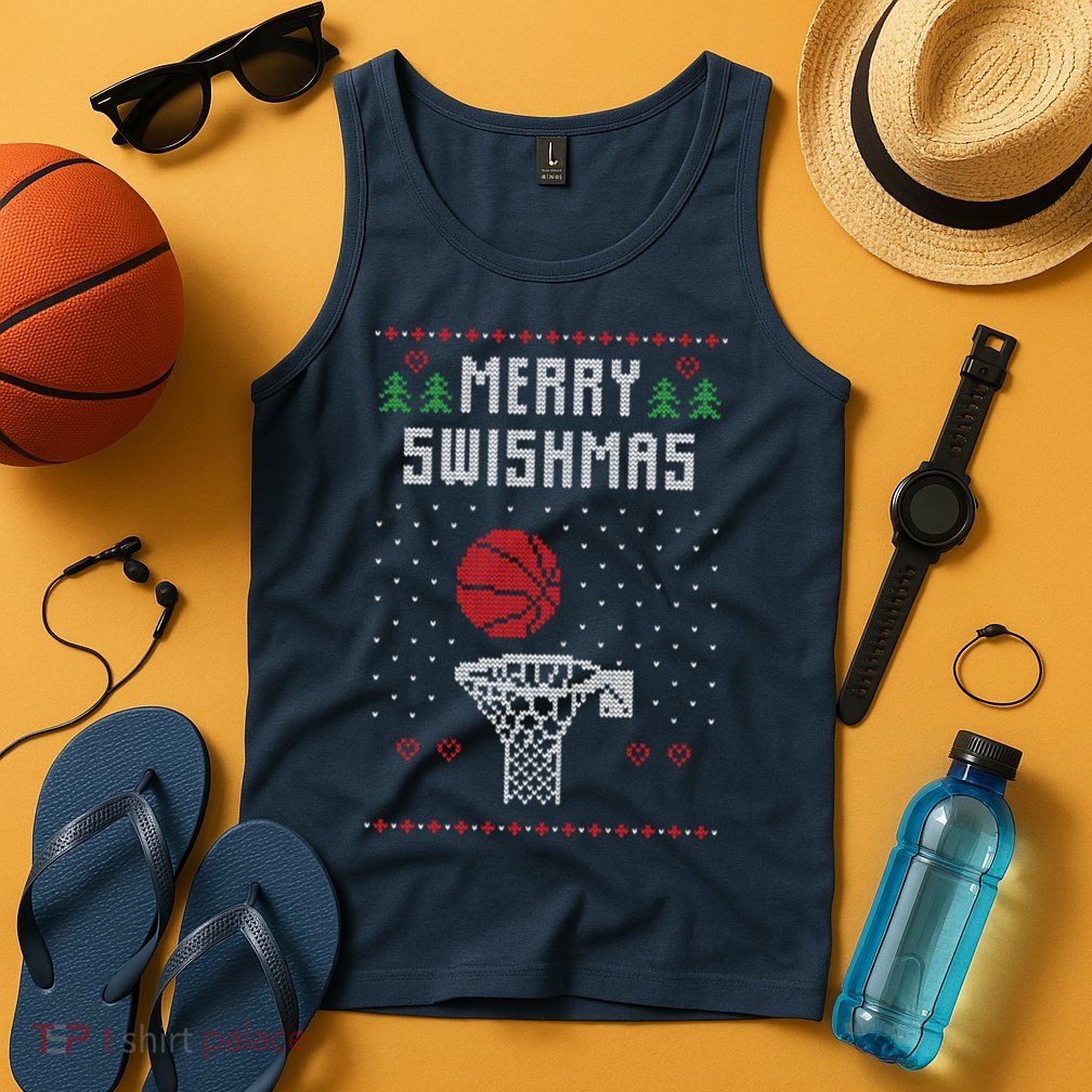 merry swishmas Basketball Ugly Christmas Sweaters Tank Top