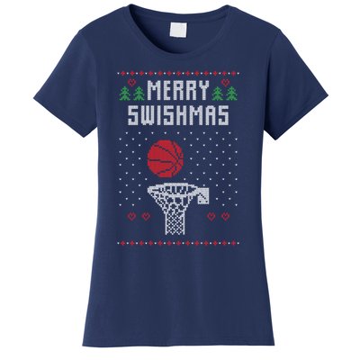 merry swishmas Basketball Ugly Christmas Sweaters Women's T-Shirt