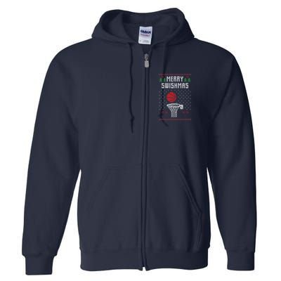 merry swishmas Basketball Ugly Christmas Sweaters Full Zip Hoodie