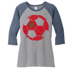 Morocco Soccer Ball Flag Moroccan Football Soccer Women's Tri-Blend 3/4-Sleeve Raglan Shirt