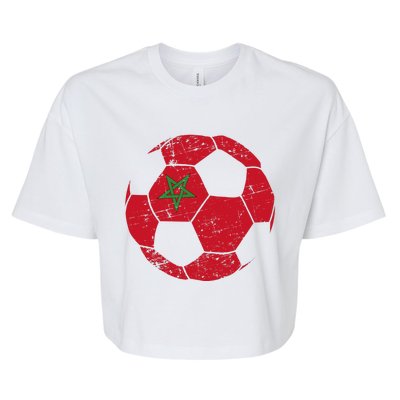 Morocco Soccer Ball Flag Moroccan Football Soccer Bella+Canvas Jersey Crop Tee