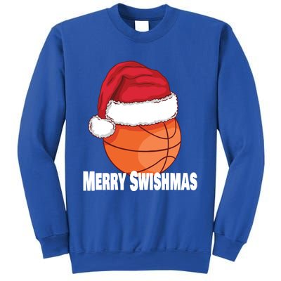 Merry Swishmas Basketball Christmas Sports Lover Santa Hat Gift Sweatshirt