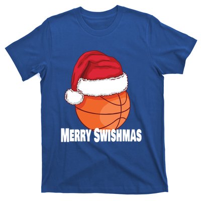 Merry Swishmas Basketball Christmas Sports Lover Santa Hat Gift T-Shirt