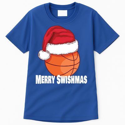 Merry Swishmas Basketball Christmas Sports Lover Santa Hat Gift Tall T-Shirt