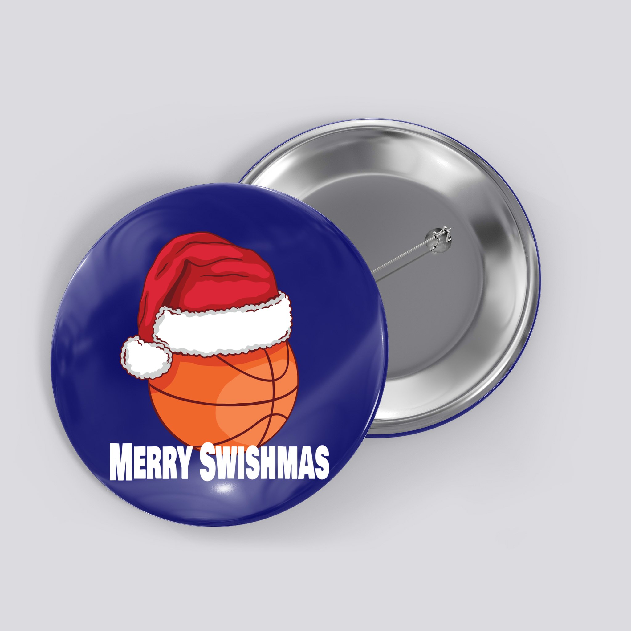 Merry Swishmas Basketball Christmas Sports Lover Santa Hat Gift Button