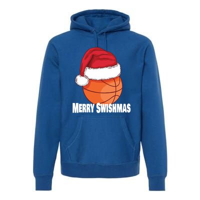 Merry Swishmas Basketball Christmas Sports Lover Santa Hat Gift Premium Hoodie