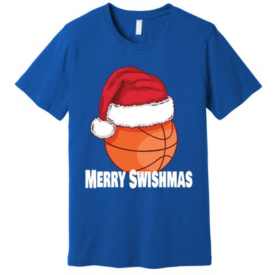 Merry Swishmas Basketball Christmas Sports Lover Santa Hat Gift Premium T-Shirt