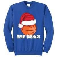 Merry Swishmas Basketball Christmas Sports Lover Santa Hat Gift Tall Sweatshirt