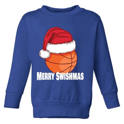 Merry Swishmas Basketball Christmas Sports Lover Santa Hat Gift Toddler Sweatshirt