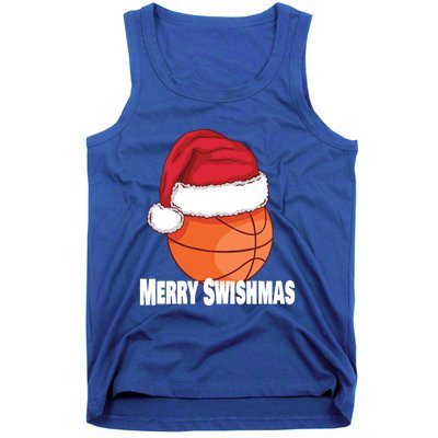 Merry Swishmas Basketball Christmas Sports Lover Santa Hat Gift Tank Top