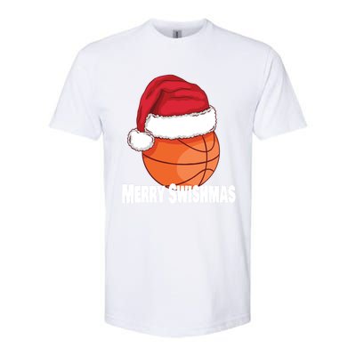 Merry Swishmas Basketball Christmas Sports Lover Santa Hat Gift Softstyle CVC T-Shirt