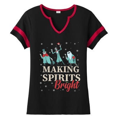 Making Spirits Bright Christmas Haunted Ghosts Ladies Halftime Notch Neck Tee