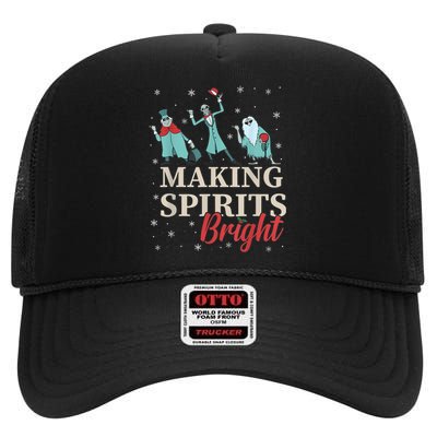 Making Spirits Bright Christmas Haunted Ghosts High Crown Mesh Back Trucker Hat