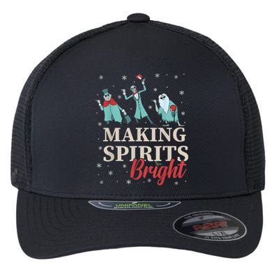 Making Spirits Bright Christmas Haunted Ghosts Flexfit Unipanel Trucker Cap