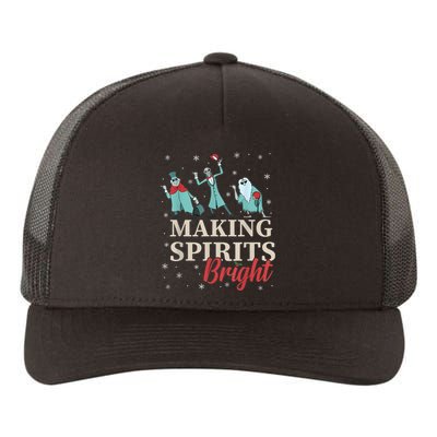 Making Spirits Bright Christmas Haunted Ghosts Yupoong Adult 5-Panel Trucker Hat