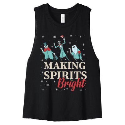 Making Spirits Bright Christmas Haunted Ghosts Women's Racerback Cropped Tank