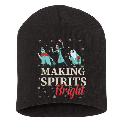 Making Spirits Bright Christmas Haunted Ghosts Short Acrylic Beanie