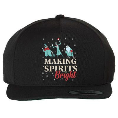 Making Spirits Bright Christmas Haunted Ghosts Wool Snapback Cap