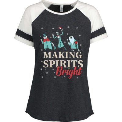 Making Spirits Bright Christmas Haunted Ghosts Enza Ladies Jersey Colorblock Tee