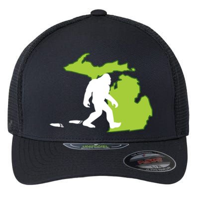 Michigan State Bigfoot Hunter Gift Great Gift Flexfit Unipanel Trucker Cap