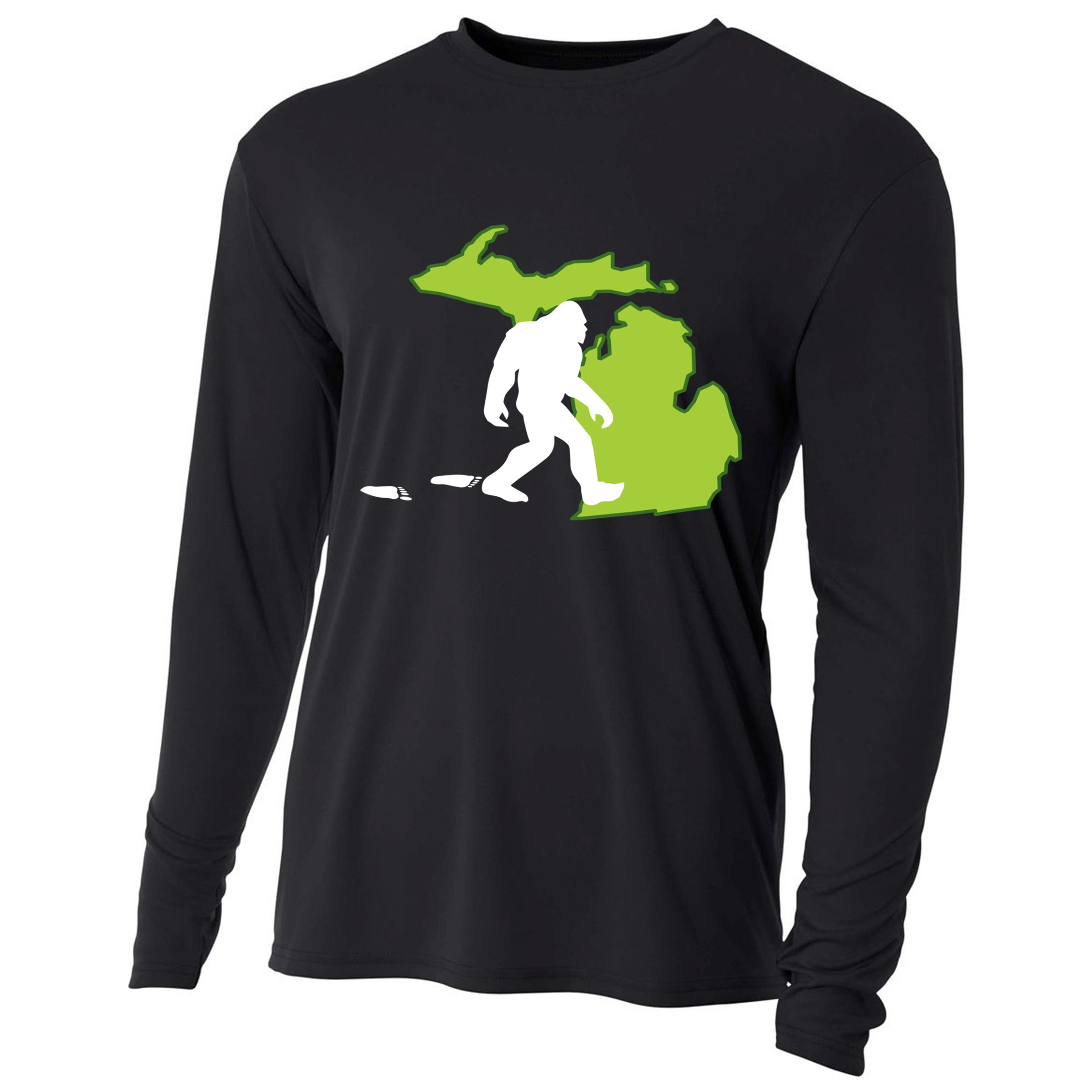 Michigan State Bigfoot Hunter Gift Great Gift Cooling Performance Long Sleeve Crew