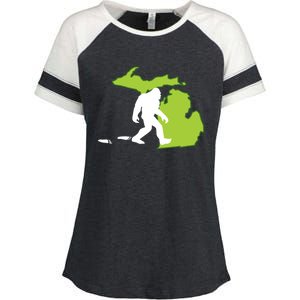 Michigan State Bigfoot Hunter Gift Great Gift Enza Ladies Jersey Colorblock Tee