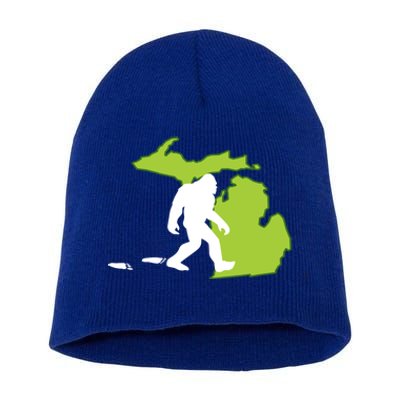 Michigan State Bigfoot Hunter Gift Great Gift Short Acrylic Beanie