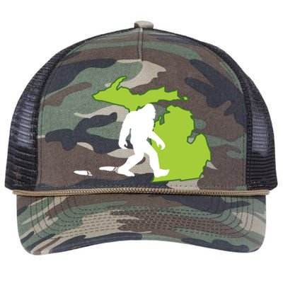 Michigan State Bigfoot Hunter Gift Great Gift Retro Rope Trucker Hat Cap