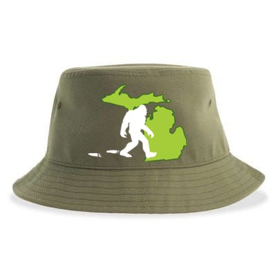 Michigan State Bigfoot Hunter Gift Great Gift Sustainable Bucket Hat