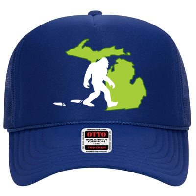 Michigan State Bigfoot Hunter Gift Great Gift High Crown Mesh Back Trucker Hat