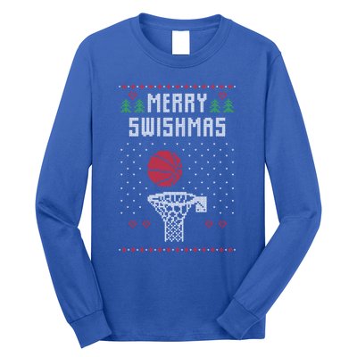 Merry Swishmas Basketball Ugly Christmas Sweaters Great Gift Long Sleeve Shirt