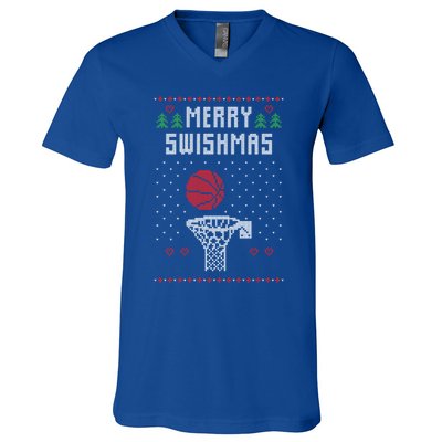 Merry Swishmas Basketball Ugly Christmas Sweaters Great Gift V-Neck T-Shirt