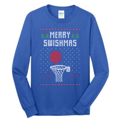 Merry Swishmas Basketball Ugly Christmas Sweaters Great Gift Tall Long Sleeve T-Shirt