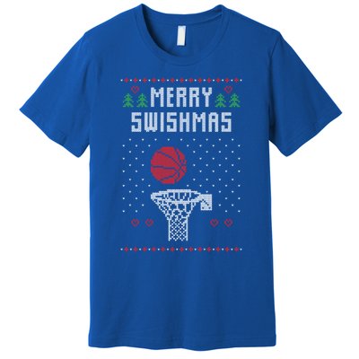 Merry Swishmas Basketball Ugly Christmas Sweaters Great Gift Premium T-Shirt