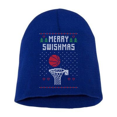 Merry Swishmas Basketball Ugly Christmas Sweaters Great Gift Short Acrylic Beanie