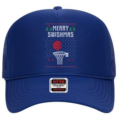 Merry Swishmas Basketball Ugly Christmas Sweaters Great Gift High Crown Mesh Back Trucker Hat