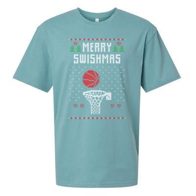 Merry Swishmas Basketball Ugly Christmas Sweaters Great Gift Sueded Cloud Jersey T-Shirt