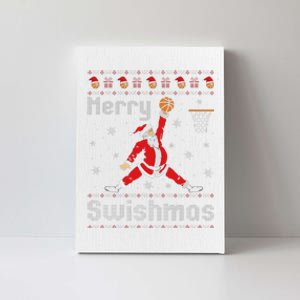 Merry Swishmas Basketball Dunk Rebound Santa Christmas Party Canvas