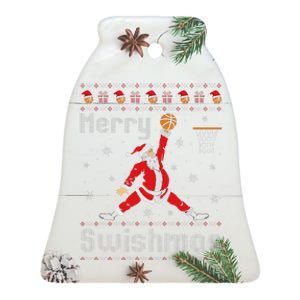 Merry Swishmas Basketball Dunk Rebound Santa Christmas Party Ceramic Bell Ornament