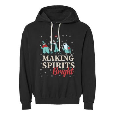 Making Spirits Bright Christmas Haunted Ghosts Garment-Dyed Fleece Hoodie