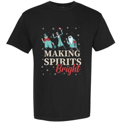 Making Spirits Bright Christmas Haunted Ghosts Garment-Dyed Heavyweight T-Shirt