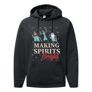 Making Spirits Bright Christmas Haunted Ghosts Performance Fleece Hoodie