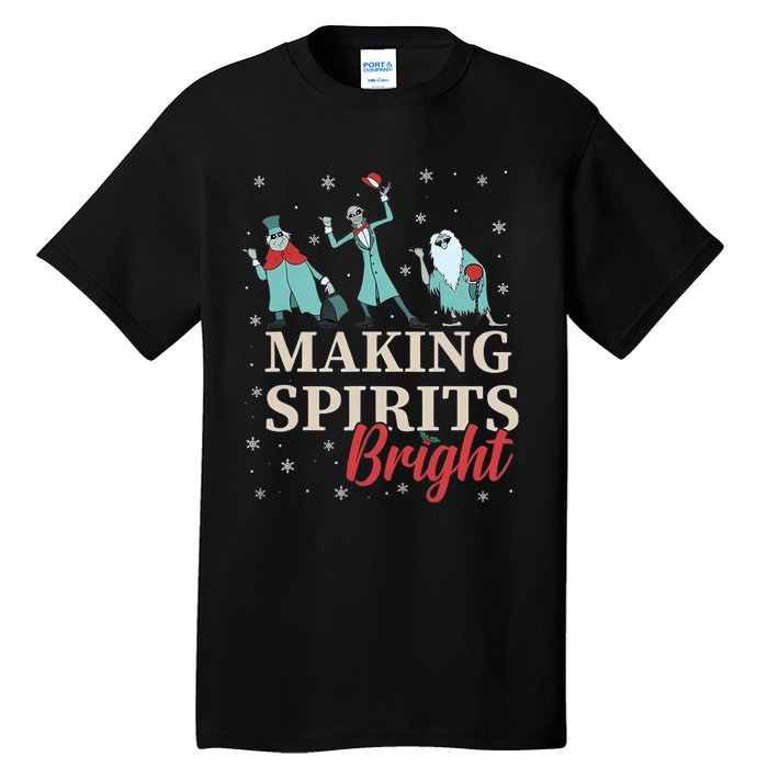 Making Spirits Bright Christmas Haunted Ghosts Tall T-Shirt